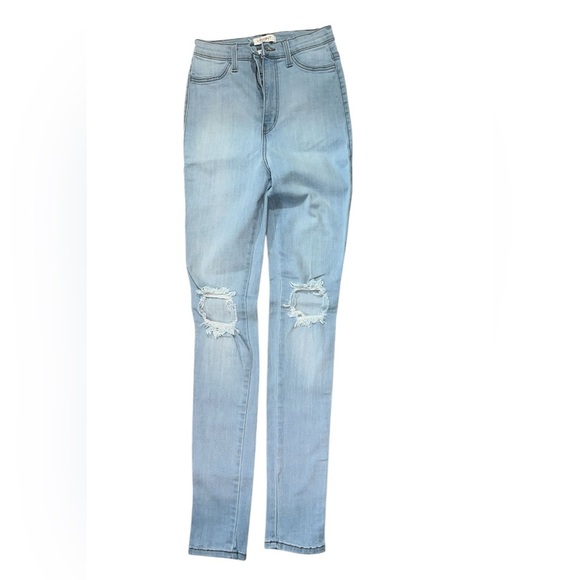Vibrant Blue High Rise Distressed Jeans - Picture 1 of 8